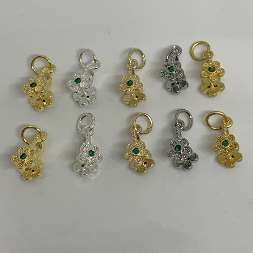 laiton crochet de pincement, fleur, Placage, DIY & pavé de micro zircon, plus de couleurs à choisir Vendu par PC[