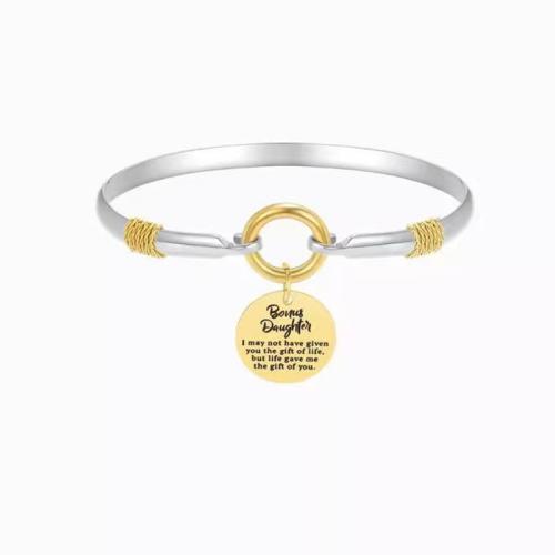 laiton bracelet ordinaire, Placage, avec le motif de lettre & pour femme, Diamètre inté Environ 60mm, Vendu par PC