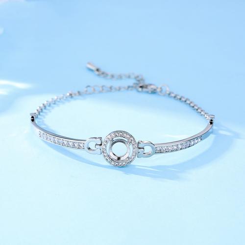 Brass Bracelet Findings, with PU Leather, silver color plated, DIY Approx 6-8 Inch 