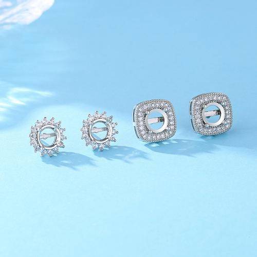 真鍮イヤリングボスト, 銅, シルバーメッキ, DIY & 異なるスタイルを選択 & ライン石のある, 売り手 ペア[