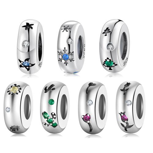 Argent sterling 925 perle d'entretoise, DIY & styles différents pour le choix & pavé de micro zircon, 10mm, Vendu par PC