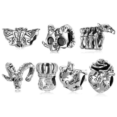 Argent sterling 925 perle d'entretoise, style gothique & DIY & styles différents pour le choix, beads length 10-15mm, Vendu par PC[