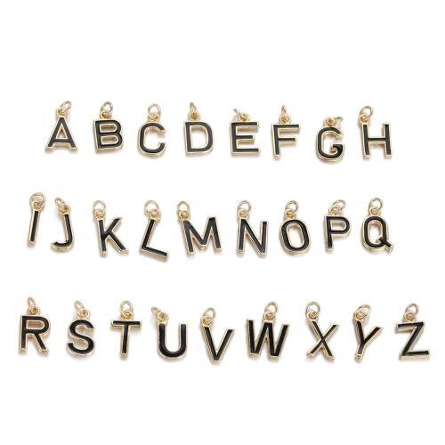 手紙真鍮のペンダント, 銅, アルファベット文字, ゴールドメッキ, DIY & エナメル, ブラック, ニッケル、鉛、カドミウムフリー, 3パソコン/バッグ, 売り手 バッグ