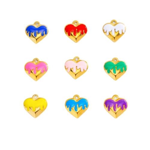 304 Edelstahl Anhänger, Herz, goldfarben plattiert, DIY & Emaille, keine, verkauft von PC