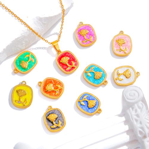 304 Edelstahl Anhänger, goldfarben plattiert, DIY & Emaille & mit Strass, keine, 3PCs/Tasche, verkauft von Tasche