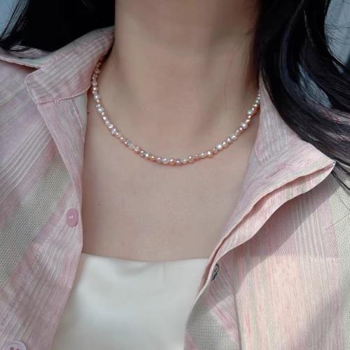 Природное пресноводное жемчужное ожерелье, Пресноводные жемчуги, с 925 пробы, Стиль Барокко, ювелирные изделия моды, Много цветов для выбора продается Strand[