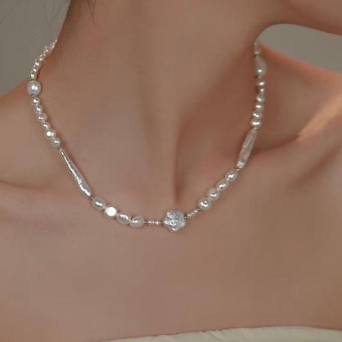 Природное пресноводное жемчужное ожерелье, Пресноводные жемчуги, с 925 пробы, Стиль Барокко, ювелирные изделия моды, Много цветов для выбора продается Strand[