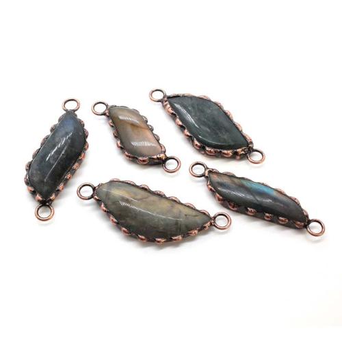 Connecteur de pierre gemme, Labradorite, avec alliage de zinc, poli, envoyé au hasard & DIY - Vendu par PC