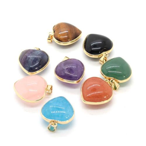 pierre gemme Pendentif, avec alliage de zinc, coeur, poli, DIY & différents matériaux pour le choix Vendu par PC