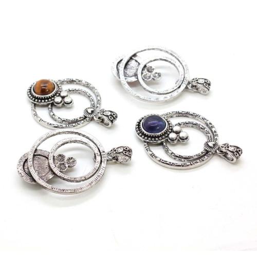 Pendentif bijoux de pierre gemme, avec alliage de zinc, Placage, DIY & différents matériaux pour le choix & creux Vendu par PC