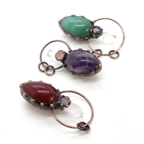 pierre gemme Pendentif, avec quartz clair & alliage de zinc, Placage, DIY & différents matériaux pour le choix & creux Vendu par PC