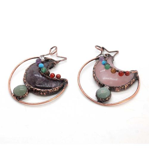 pierre gemme Pendentif, avec alliage de zinc, Lune et Etoile, Placage, DIY & différents matériaux pour le choix & creux Vendu par PC
