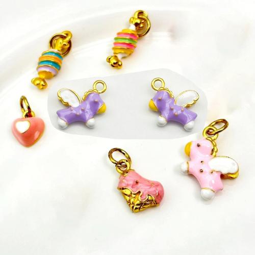 Colgantes de esmalte de la aleación del cinc, aleación de zinc, enviado al azar & Bricolaje, color mixto, 100PCs/Bolsa, Vendido por Bolsa