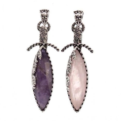 pierre gemme Pendentif, avec alliage de zinc, poli, DIY & différents matériaux pour le choix Vendu par PC