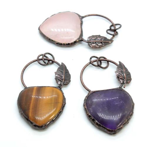 Pendentif bijoux de pierre gemme, avec alliage de zinc, la couleur plaquée laiton antique, DIY & différents matériaux pour le choix & creux Vendu par PC