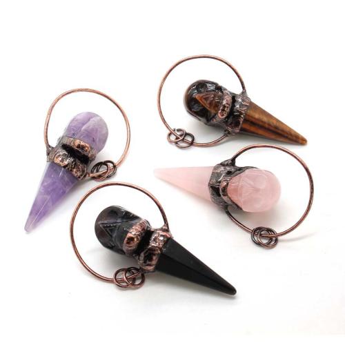 Gemstone Jewelry Pendant, with Zinc Alloy, plated & hollow 