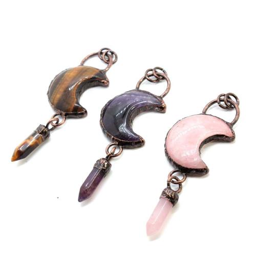 Gemstone Jewelry Pendant, with Zinc Alloy, plated, DIY & hollow 