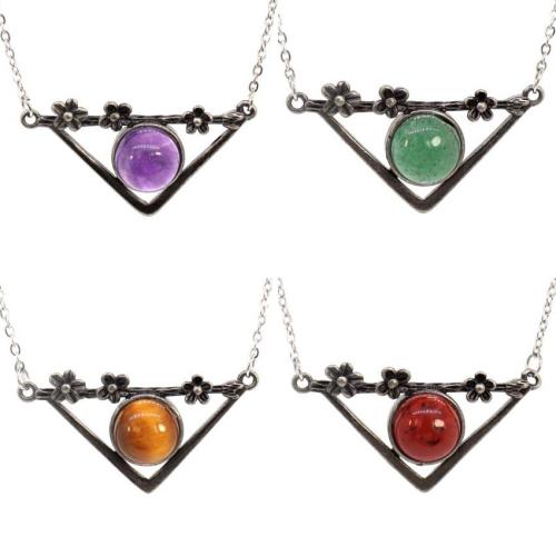 Colliers de pierres précieuses, pierre gemme, avec alliage de zinc, différents matériaux pour le choix & pour femme & creux pouce, Vendu par PC