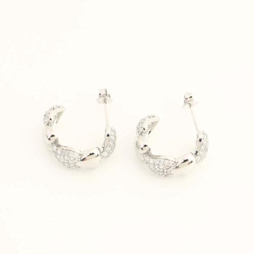 Латуни Стад Серьги, Латунь, ювелирные изделия моды & инкрустированное микро кубического циркония & Женский, Много цветов для выбора, продается Пара