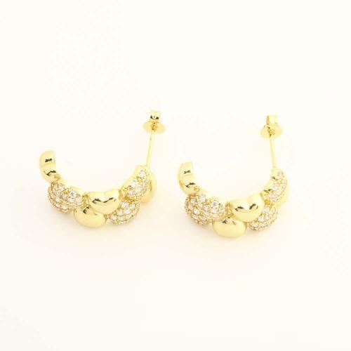 Латуни Стад Серьги, Латунь, ювелирные изделия моды & инкрустированное микро кубического циркония & Женский, Много цветов для выбора, продается Пара