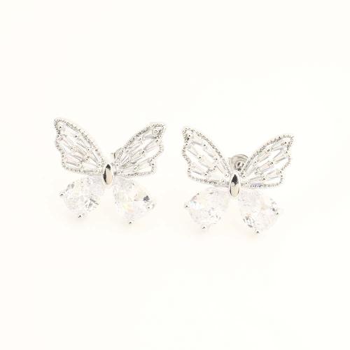 Латуни Стад Серьги, Латунь, ювелирные изделия моды & инкрустированное микро кубического циркония & Женский, Много цветов для выбора, продается Пара