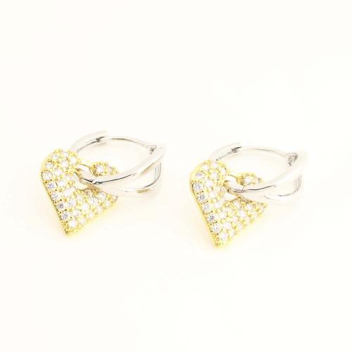 Латунные серьги падение, Латунь, ювелирные изделия моды & инкрустированное микро кубического циркония & Женский & двухцветный, Много цветов для выбора, продается Пара