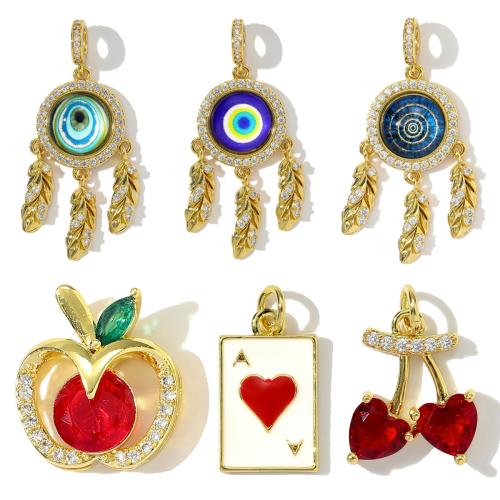 Cubique Pendentif en laiton zircon pavent, avec résine, Placage de couleur d'or, DIY & pavé de micro zircon, plus de couleurs à choisir Vendu par sac