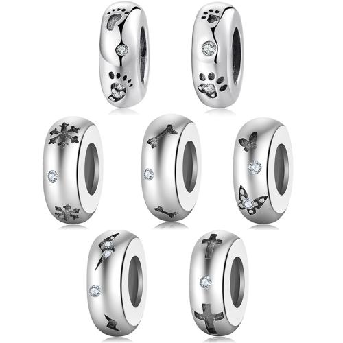 Argent sterling 925 perle d'entretoise, DIY & modèles différents pour le choix & pavé de micro zircon, 10mm, Vendu par PC[