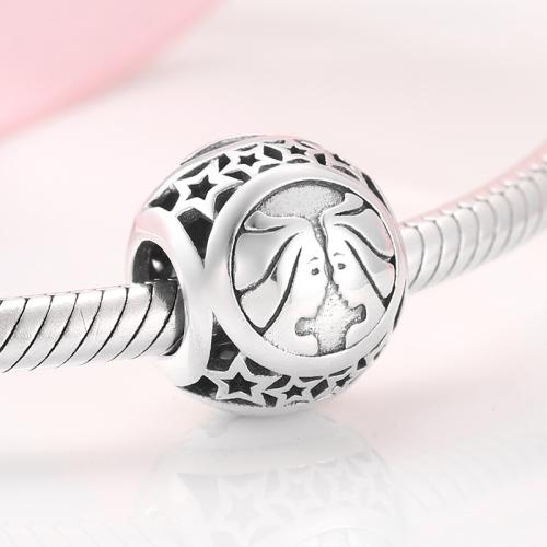 Argent sterling 925 perle d'entretoise, 12 Signes du Zodiaque, DIY & styles différents pour le choix, 10mm, Vendu par PC[
