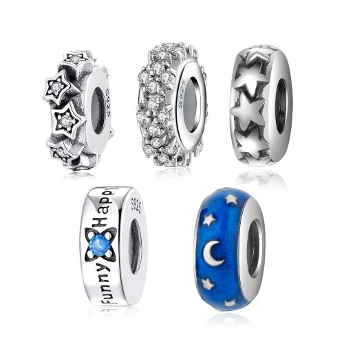 Argent sterling 925 perle d'entretoise, DIY & styles différents pour le choix & autocollant époxyde & avec strass, 10mm, Vendu par PC