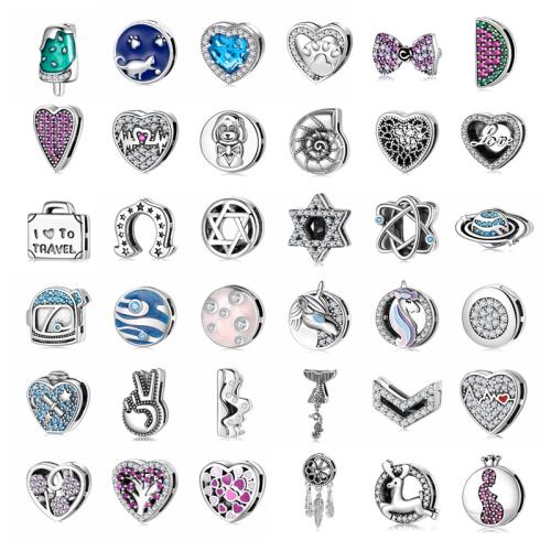 Argent sterling 925 goutte, DIY & styles différents pour le choix & pavé de micro zircon & autocollant époxyde, beads length 10-25mm, Vendu par PC
