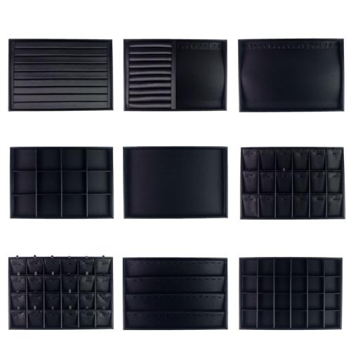 Affichage de bijoux Multi Purpose, bois, avec tissu & cuir PU, rectangle, styles différents pour le choix, noire, Vendu par PC
