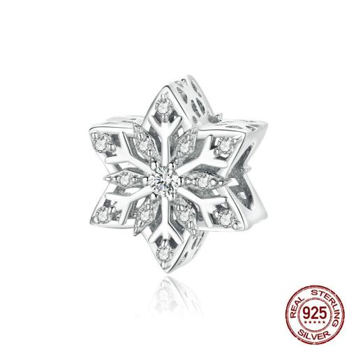 925 Sterling Silver Beads, Christmas Design & DIY & micro pave cubic zirconia & enamel, beads length 10-30mm 