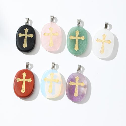 Gemstone Jewelry Pendant, Natural Stone, with Iron, polished, DIY & carved 