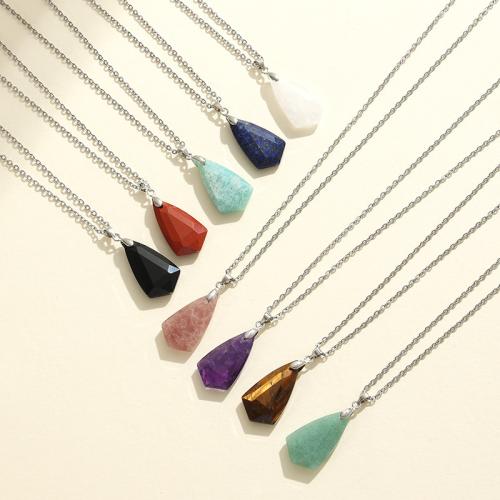 Colliers de pierres précieuses, Pierre naturelle, avec fer, poli, bijoux de mode & différents matériaux pour le choix & pour femme Environ 41-50 cm, Vendu par PC