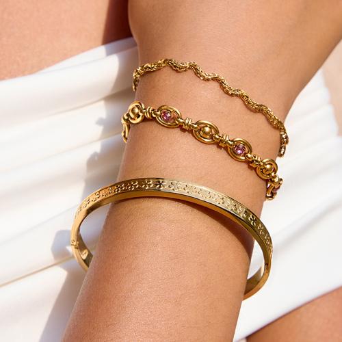 Acero inoxidable Pulsera con dijes, acero inoxidable 304, chapado, Joyería & diferentes estilos para la opción & para mujer, dorado, Vendido por UD