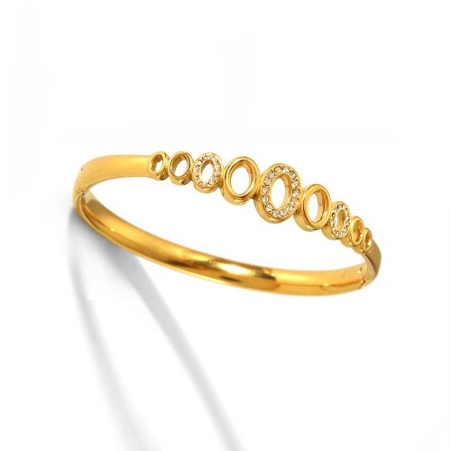 Bracelet en acier inoxydable, Acier inoxydable 304, Plaqué or 18K, styles différents pour le choix & pour femme & avec strass, Vendu par PC