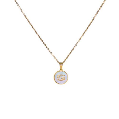 304ステンレススチール ネックレス, とともに 白い貝, 18Kゴールドメッキ, 星座の宝石 & さまざまなパターンの選択 & 女性用, 売り手 パソコン