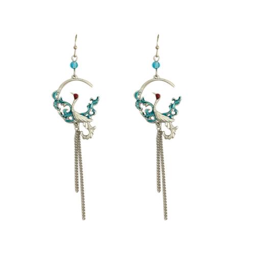 Zinc Alloy Drop Earring, with Iron, plated, for woman & enamel & hollow, original color 