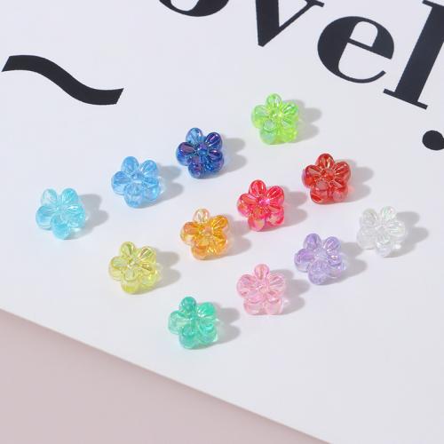 Harz Perlen Schmuck, Blume, AB Farben plattiert, DIY, keine, The diameter is about 7mm, 100PCs/Tasche, verkauft von Tasche