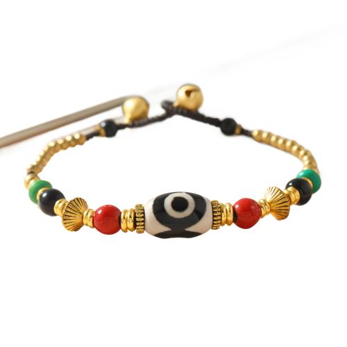 304 Edelstahl Armband, mit Knotenschnur & Natürlicher Kies & Kunststoff Perlen, handgemacht, Modeschmuck & unisex & verschiedene Stile für Wahl, Länge:ca. 18.5 cm, verkauft von PC