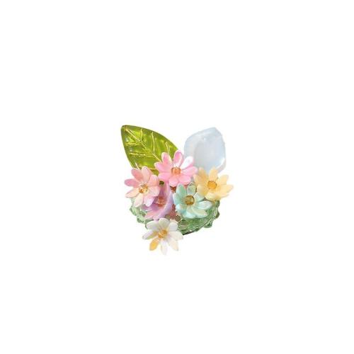 Glass Hair Accessories DIY Findings, with Seedbead & Zinc Alloy & Acrylic, fashion jewelry & for woman, Flower 35*27mm, mesh 16mm 