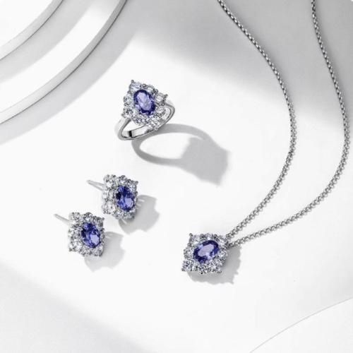 Cubic Zirconia Micro Pave Brass Jewelry Sets, with Glass Stone & Cubic Zirconia, plated, fashion jewelry & for woman [