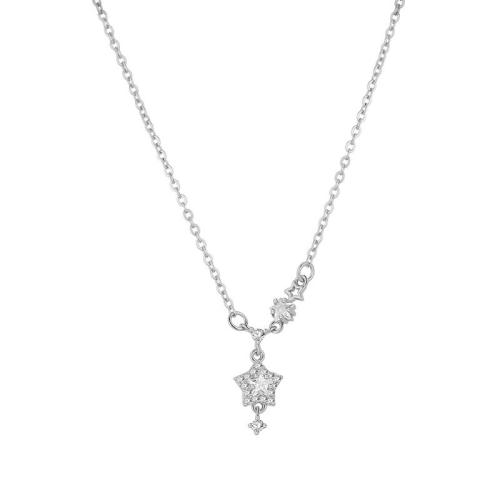 Collier en laiton cubique Zircon Micro Pave, avec zircon cubique, avec 5cm chaînes de rallonge, Placage, bijoux de mode & pour femme Environ 40 cm, Vendu par PC