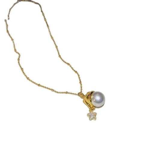 Collier en laiton fait à la main, avec Des billes de verre, avec 5cm chaînes de rallonge, Placage, bijoux de mode & pour femme Environ 40 cm, Vendu par PC