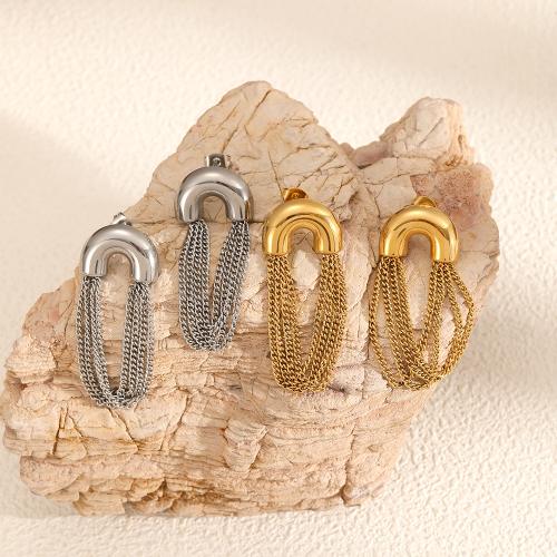 Acier inoxydable 304 boucle d'oreille en gland, Placage, bijoux de mode, deux couleurs différentes, Vendu par paire