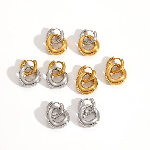 Acier inoxydable 304 Boucle d'oreille goutte, Placage, bijoux de mode, deux couleurs différentes, Vendu par paire
