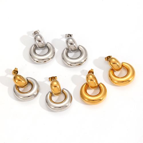 Arete de acero inoxidable , acero inoxidable 304, chapado, Joyería, dos diferentes colores, Vendido por Par