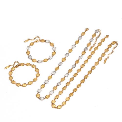 Parures de bijoux en acier inoxydable, Acier inoxydable 304, Placage de couleur d'or, bijoux de mode, Or, Vendu par PC