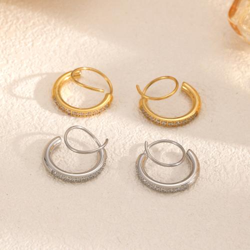 ステンレス　ダングル ピアス, 304ステンレススチール, メッキ, ファッションジュエリー & ライン石のある, 2色の異なる, 売り手 ペア